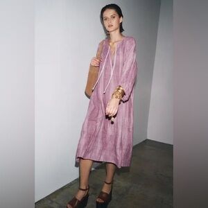 ZARA TIE DYE LINEN TUNIC DRESS ZW COLLECTION